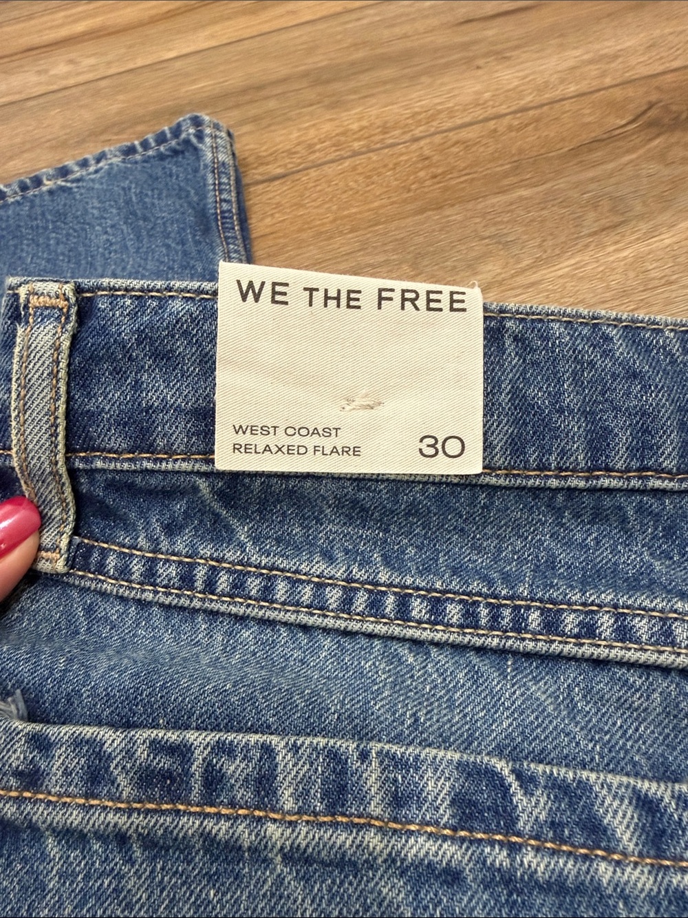 Free People Wide-Leg Flare Jeans in Medium Blue Wash - Picture 2 of 3